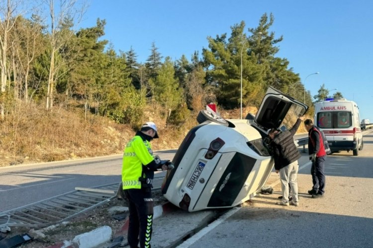Otomobilin takla attığı kazada 1 kişi yaralandı