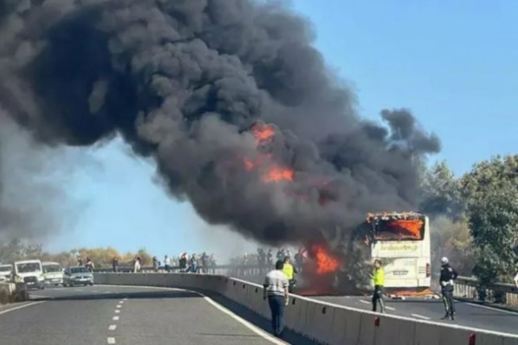 Muğla'da korkutan yangın! Otobüs kül oldu