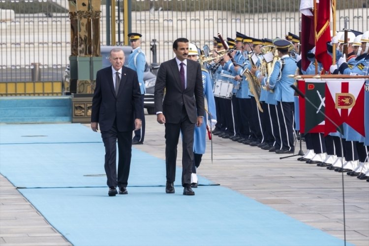 Cumhurbaşkanı&nbsp;Erdoğan, Katar Emiri Al Sani'yi resmi törenle karşıladı