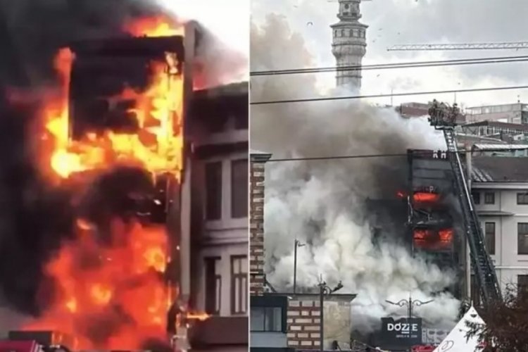 Mısır Çarşısı'nda korkutan yangın! Alevler gökyüzünü sardı...
