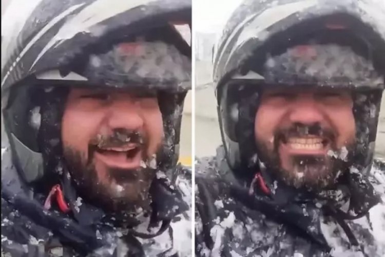 Karlı havada motokuryeyi şoke eden istek! Sosyal medya bunu tartışıyor...