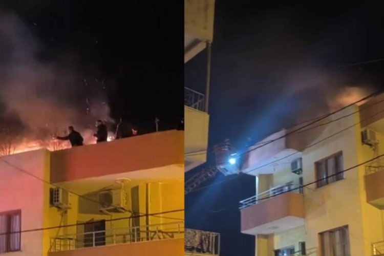 Bina terasında yangın paniği: Apartman sakinleri tahliye edildi