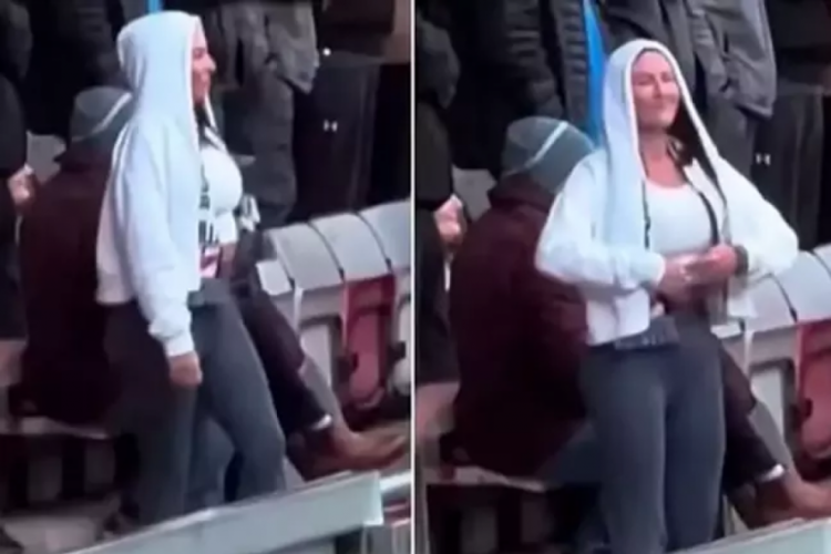 Kadın taraftar, kendisine küfreden rakip takım taraftarlarına göğüslerini gösterdi!