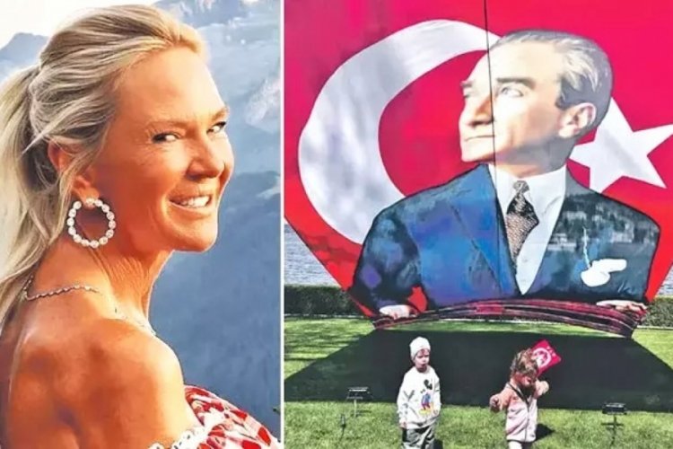 İsviçreli gelin Bettina Machler'den devasa Türk bayrağı!