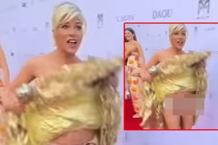 Selma Blair kırmızı halıda bir anda eteğini kaldırdı!