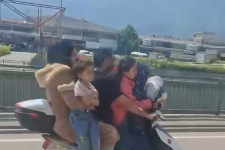 Bursa'da tepki çeken anlar! 5 kişi bindiler