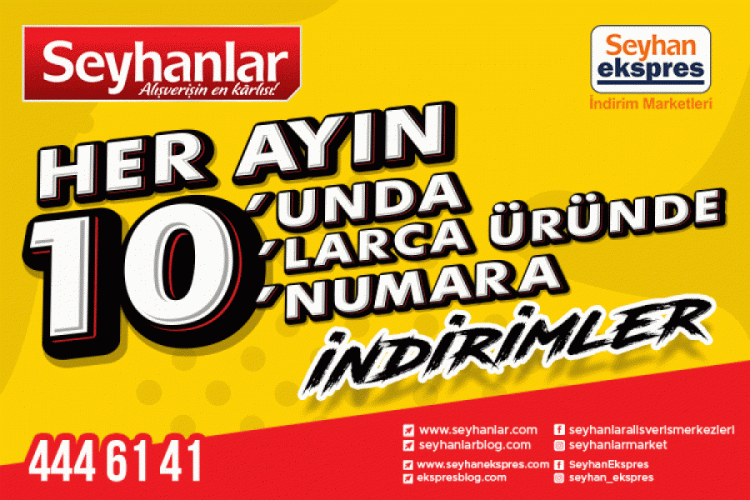 Her ayın 10'unda 10'larca üründe 10 numara indirimler Bursa Seyhanlar'da...