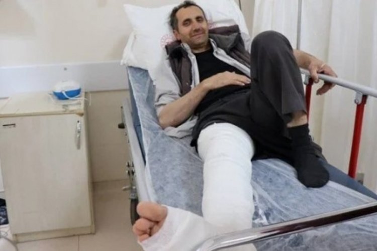 Üzerine kurbanlık düştü, ayağı kırıldı