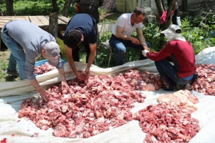 Bir Asırlık Gelenek: Kesilen kurbanlıklar 200 haneye eşit dağıtıldı