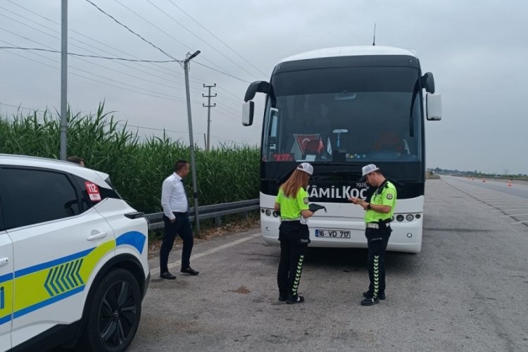 Bursa'da yolcu otobüslerine emniyet kemeri denetimi 