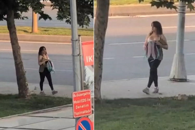 Gündüz vakti fuhuş pazarlığı! Kimseye aldırış etmeden iç çamaşırını gösterdi