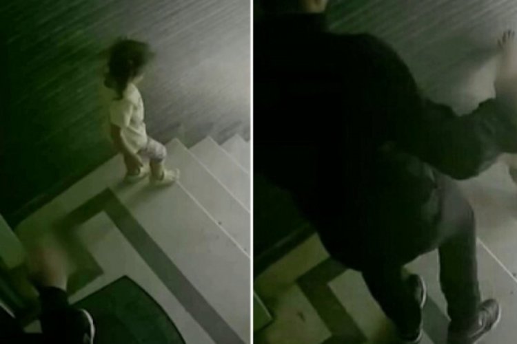 Böyle baba olmaz olsun! Küçük kızına tekme attı
