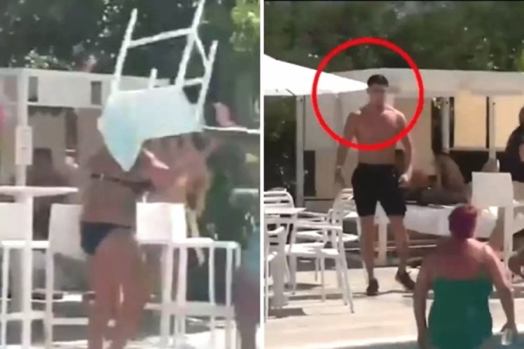 İngiliz futbolcu, havuz başında tartışı kadına sandalye ile saldırdı