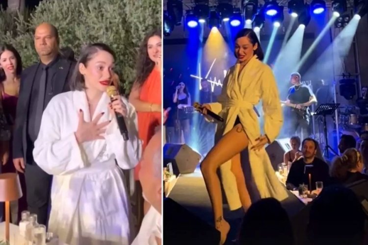 Uçakta valizi kaybolan Alya, sahneye bornozla çıktı
