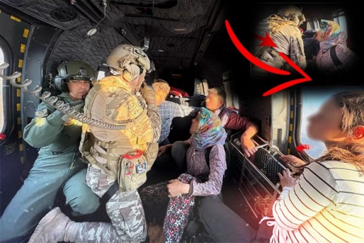 Mehmetçik, alevlerin sardığı köyde mahsur kalan aileyi kurtardı
