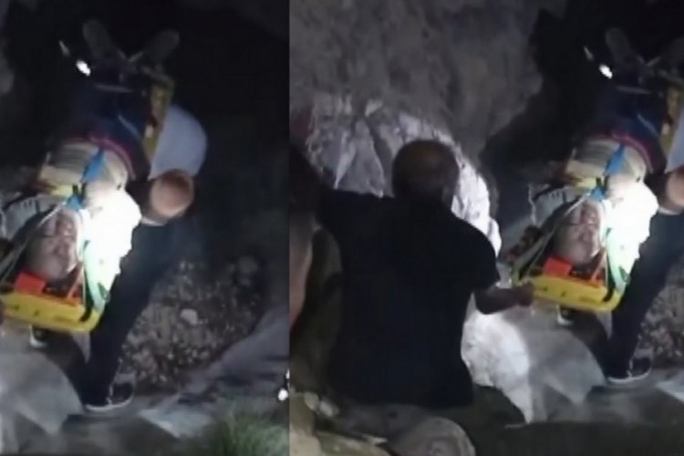 Yaralı şahıs kayalıklardan aşağı güçlükle sedyeyle taşınarak kurtarıldı