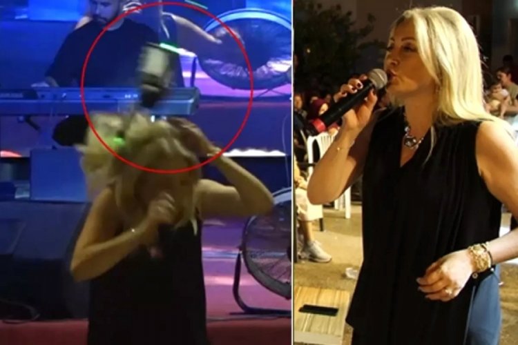 Sahnedeyken başına drone çarptı!
