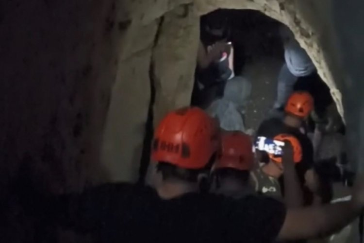 Metrelerce yükseklikten mağaraya düştü!