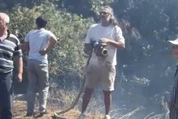 Ünlü oyuncu, Çanakkale'de yangın söndürme çalışmalarına destek verdi