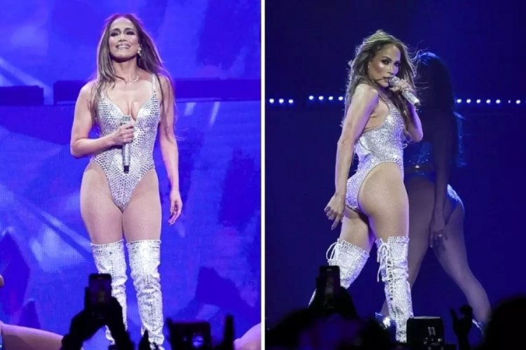 Jennifer Lopez, cesur sahne kıyafetiyle Madrid'i salladı