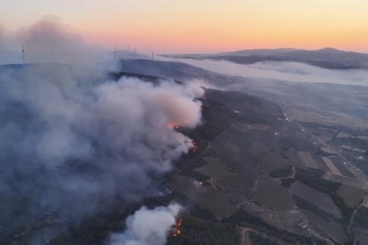 Şarköy'deki orman yangını günün aydınlanmasıyla havadan görüntülendi