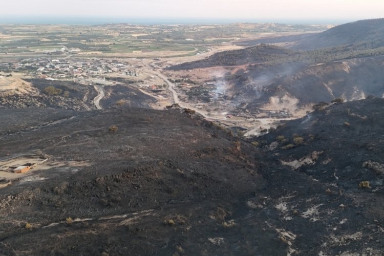 Çanakkale'deki orman yangınında yanan alanlar havadan görüntülendi