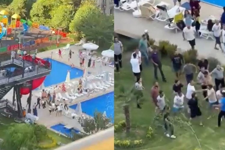 Pantolonlarıyla havuza girmek istediler! Ortalığı birbirine kattılar...
