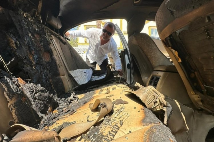 İş adamının otomobiline molotoflu saldırı!