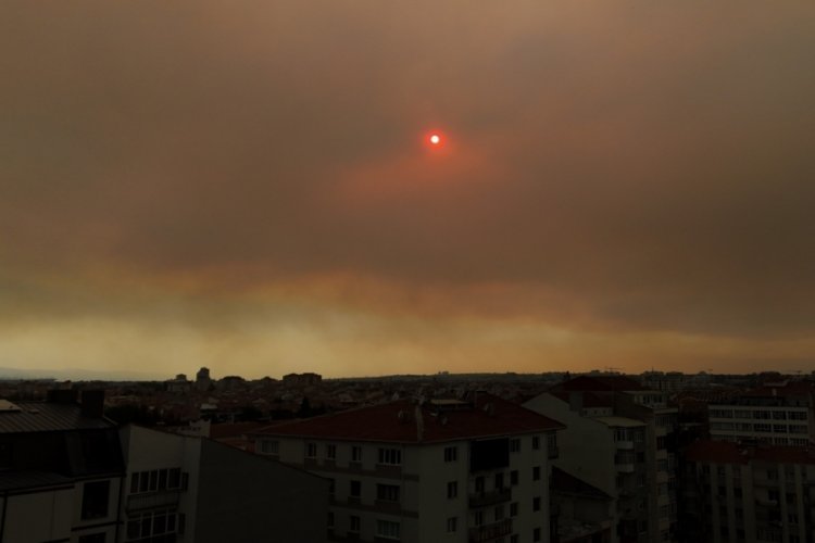 Bilecik'teki yangında Eskişehir semaları dumanla kaplandı