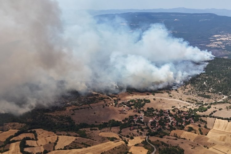 Orman yangınında alevler yerleşim yerlerine doğru ilerliyor