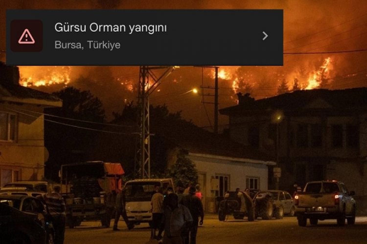 Bursa, Google'da kırmızı alarmda: Yangın göstergesi aktif