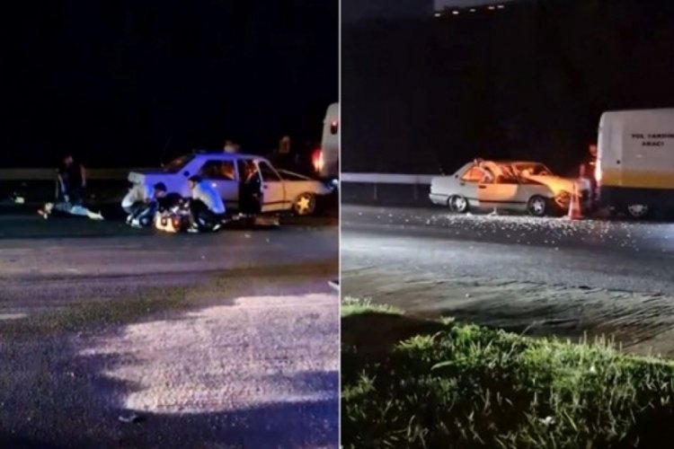 Gece yarısı feci kaza! Yol trafiğe kapandı