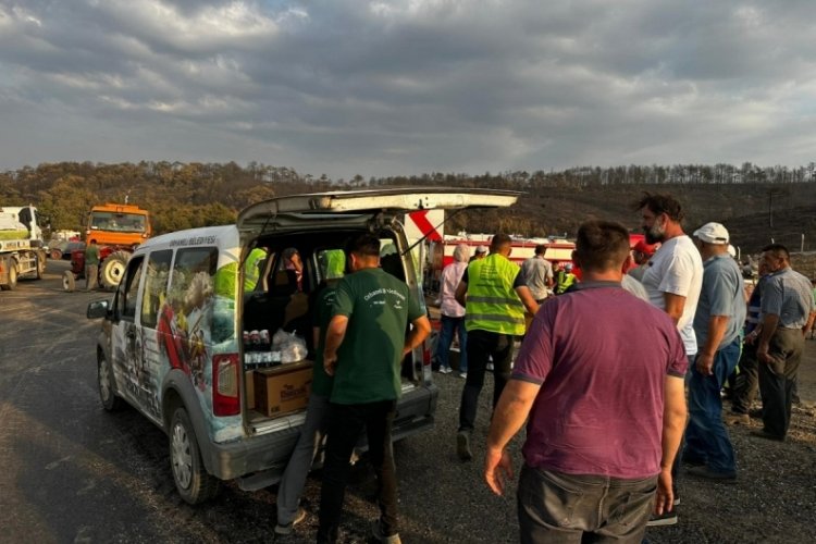 Orhaneli Belediyesi'nden yangın bölgesine tam destek
