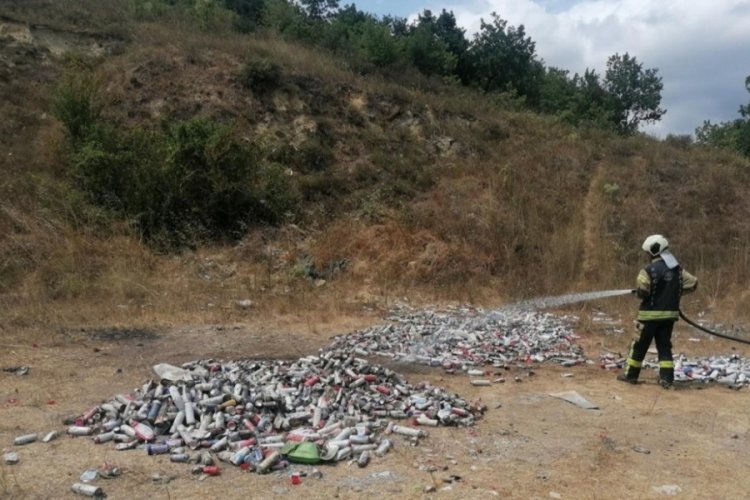 Ormana bırakılan yüzlerce sprey kutusu paniğe sebep oldu 