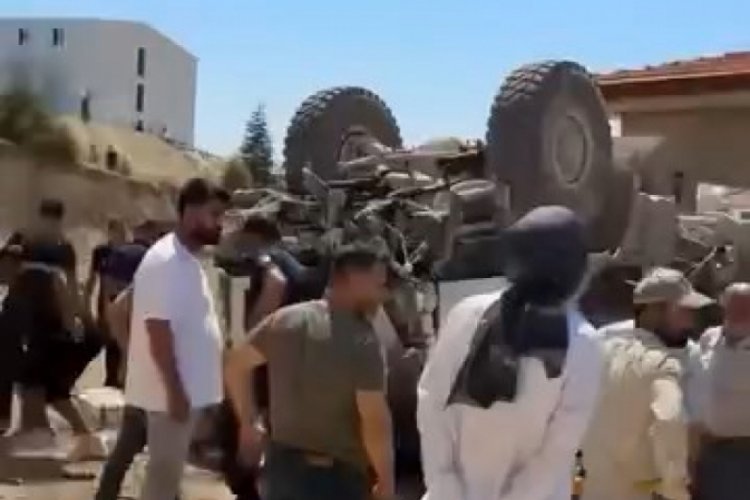 Freni patlayan iş makinesi takla attı: 1 yaralı 
