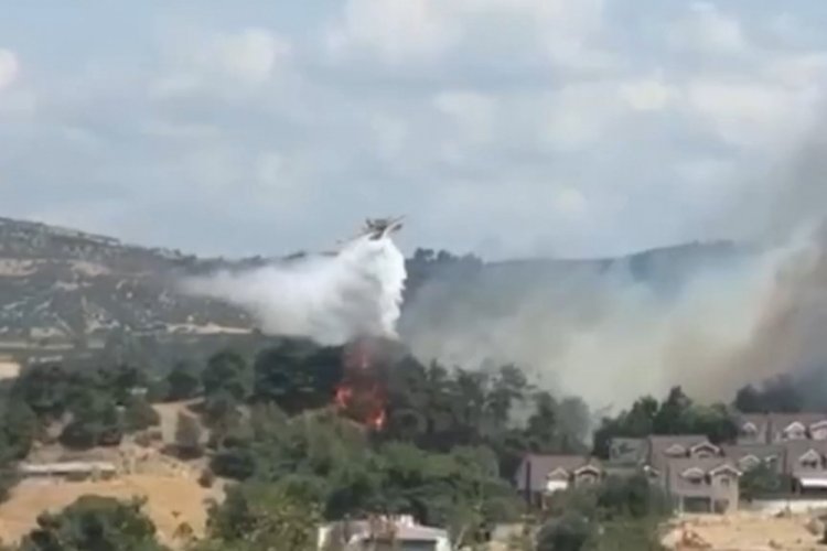 Çanakkale'deki orman yangınına müdahale havadan görüntülendi 