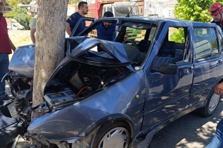 Otomobil ağaca çarptı, sürücü yaralandı