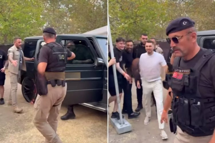 Ünlü rapçi Blok3 koruma ordusuyla konser alanına girdi