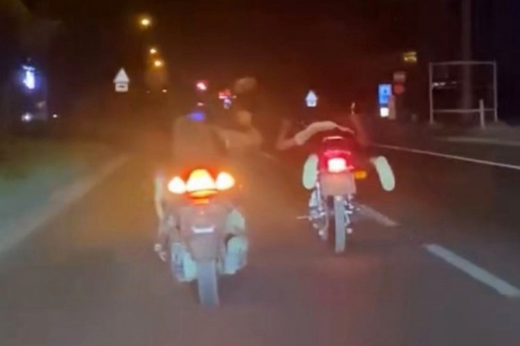 Tehlikeli yolculuk yapan magandalar kamerada