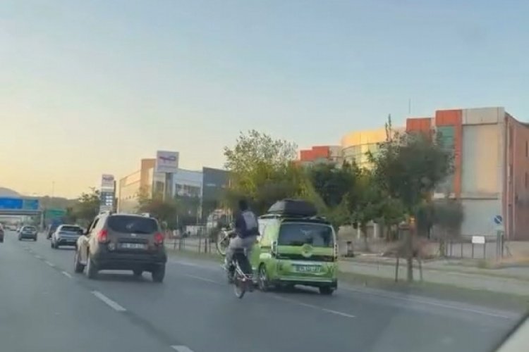 Bursa'da motosiklet ile tehlikeli hareketler!