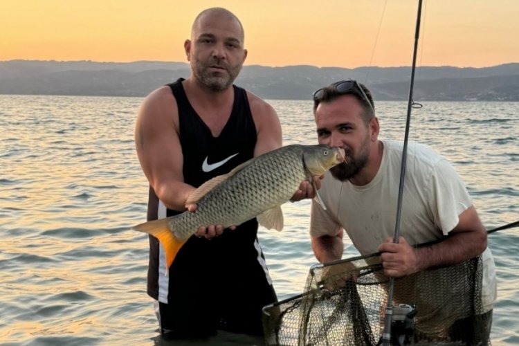13 kilo sazan yakaladı, öpüp suya geri saldı 