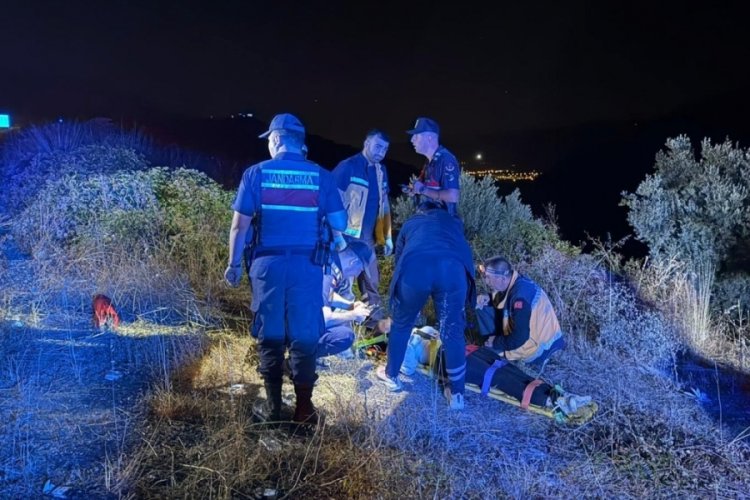 Bursa'da motosiklet şarampole uçtu! 40 dakikalık kurtarma operasyonu...