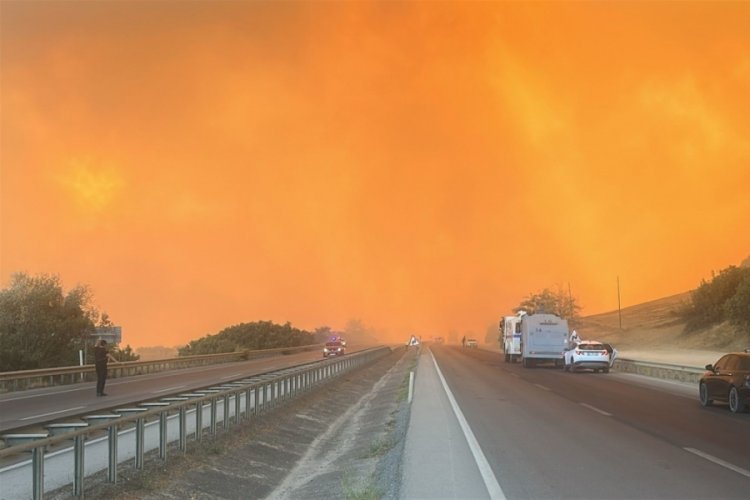 Bursa'daki dev yangın kara yolunu ulaşıma kapattı!
