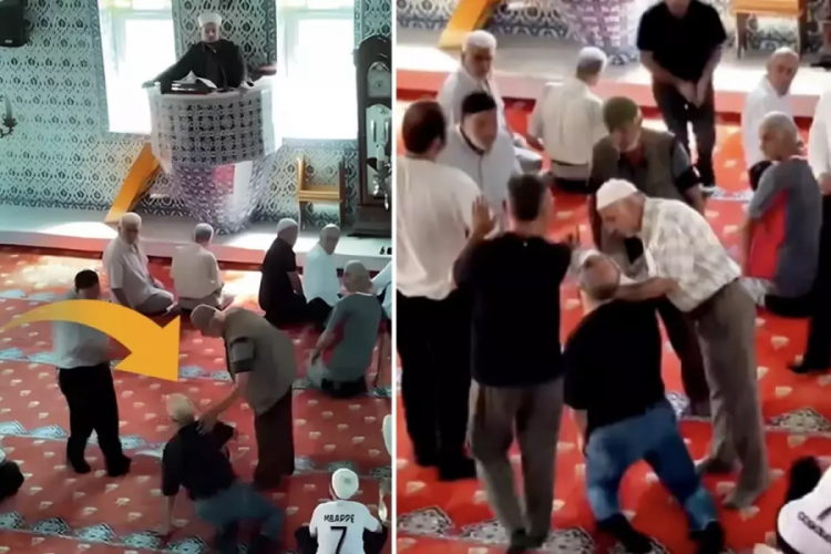 Camide istenmeyen görüntüler: İmamın uyarısı da işe yaramayınca dışarı çıkarıldılar