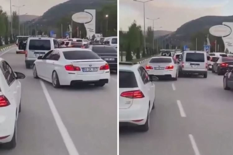 Tek derdi konvoyda öne geçmek! Yaptığı hareket ise akılalmaz 