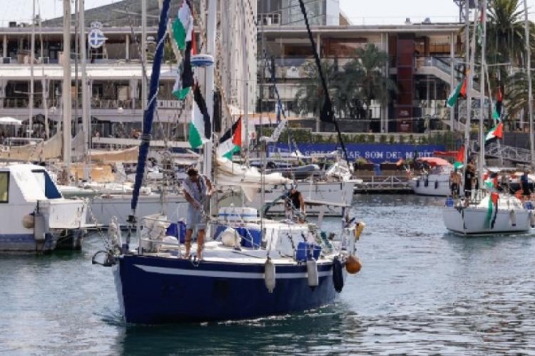 Onlarca tekne İsrail'in ablukasını kırmak ve Filistin ile dayanışma için Akdeniz'de yelken açtı