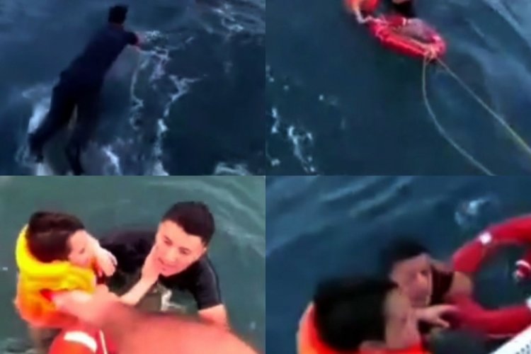 Denizde bin 200 metre sürüklenen çocuk kurtarıldı! O anlar kamerada...