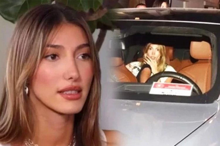 Eski Miss Turkey Şevval Şahin resmi hizmete mahsus araçla Bebek'te