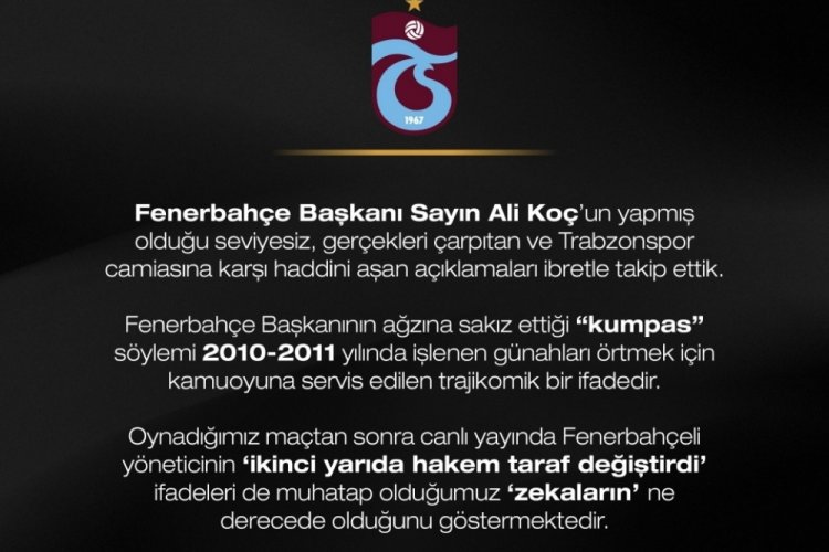 Trabzonspor Başkanı Ertuğrul Doğan'dan sert açıklama