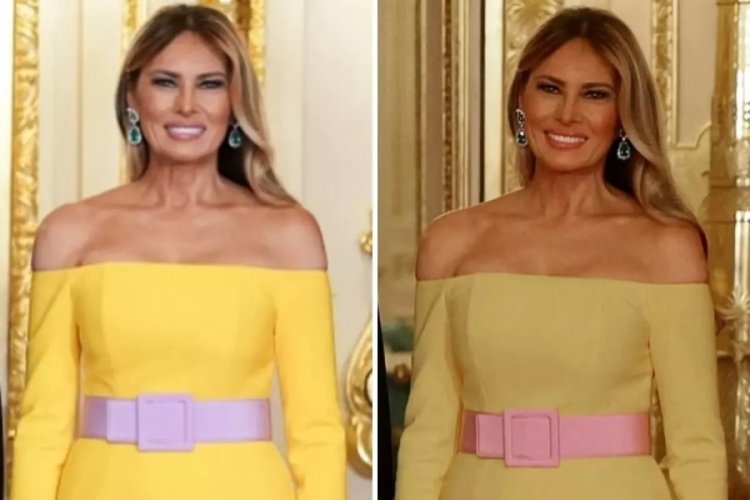Melania Trump'ın Kraliyet yemeğinde giydiği elbise olay yarattı